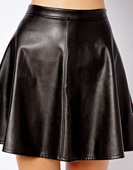 Asos New Look Leather Look Skater Skirt In Black Lyst