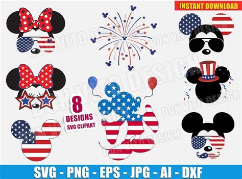 ⭐ Disney USA Mickey Bundle SVG Cut File for Cricut & Silhouette - 4th