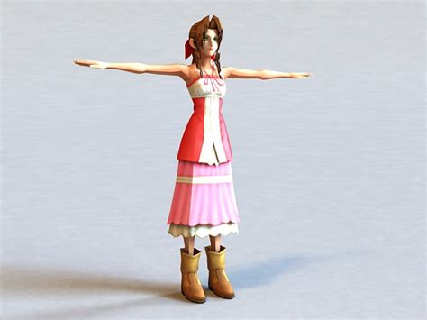 Aerith Gainsborough Final Fantasy Character 3d Model 3ds Max Files Free Download Cadnav