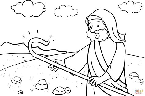 Moses Water From Rock Coloring Page Coloring Pages