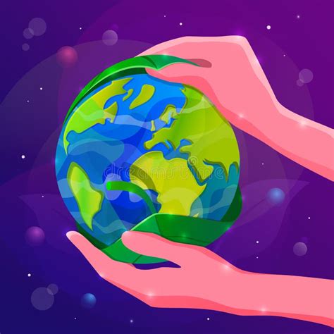 Save The Planet Earth Concept Vector Illustration Human Hands Cover