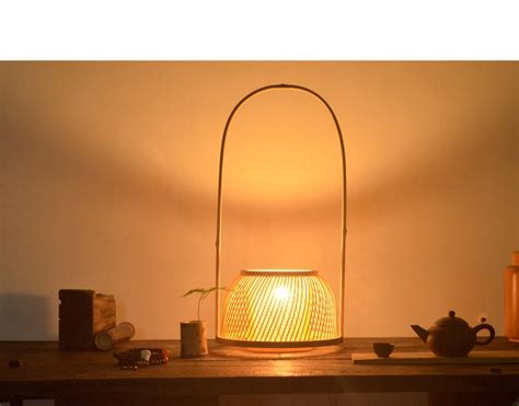 Arturest Japanese Handicraft Desk Lamp Bamboo Artistic Table Etsy