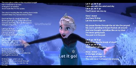 The lyrics have a different meaning to everyone. FROZEN - Let It Go song video with lyrics - WorthvieW