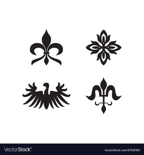 Heraldry Royal Symbols And Elements Black Icons Vector Image
