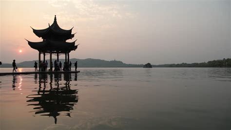 Chinese Pavilion On West Lake Xihu National Park In Hangzhou