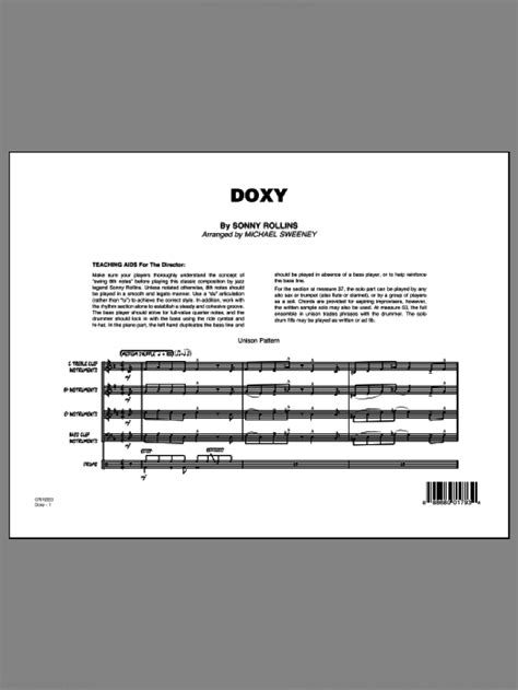 Doxy Sheet Music Complete Collection For Jazz Band Pdf