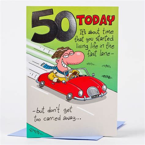 Fiftieth Birthday Cards 50th Birthday Card Red Convertible Only 59p