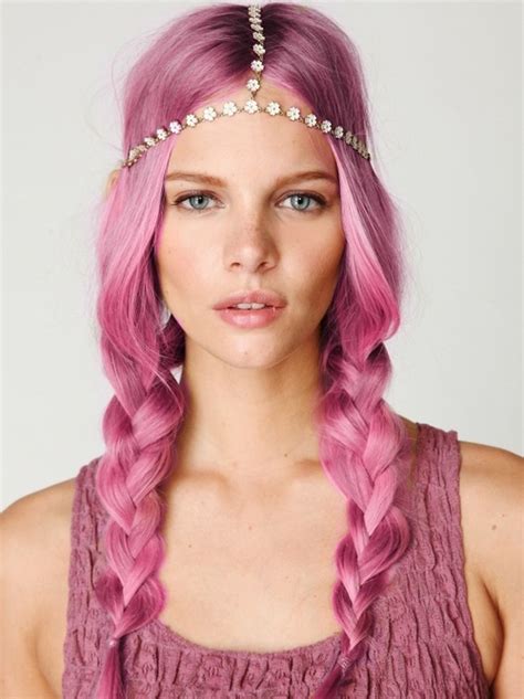 Pink ‘hippy Plaits With Daisy Headband Hairstyles Weekly