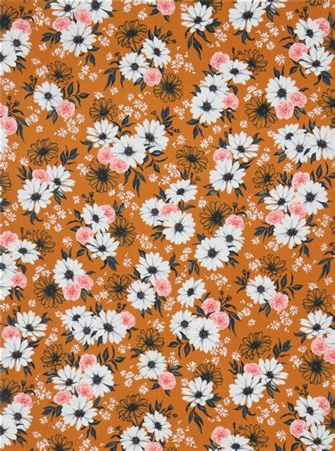 Robert Kaufman Brown Fabric With Daisy And Carnation Pattern Modes4u