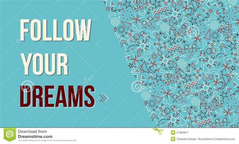 Follow Your Dreams Quote Poster Design Stock Vector Illustration Of