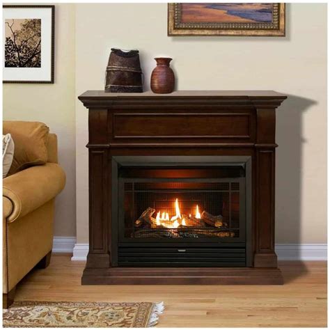 Duluth Forge Dual Fuel Ventless Gas Fireplace 26 000 Btu Remote Control Walnut Finish