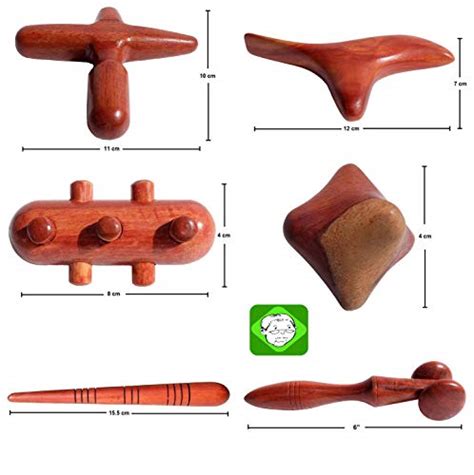 Lungcha 6 Types 7 Piece Set Traditional Thai Massage Reflexology Wooden Stick Tool Acupuncture