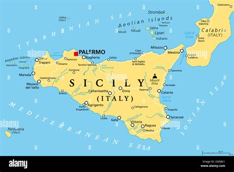 Sicily Autonomous Region Of Italy Political Map Stock Vector Image