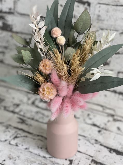 Small Dried Arrangement In Pink Vase Scentsational Flowers