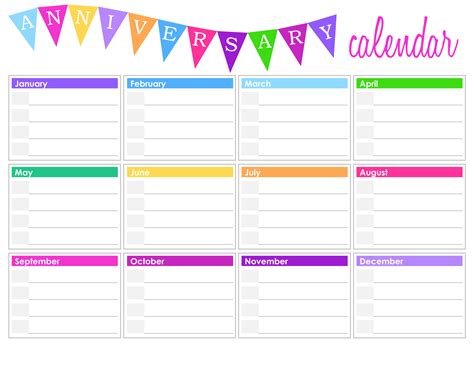 Calendars And Planners Paper Pdf Instant Download Birthday And Anniversary