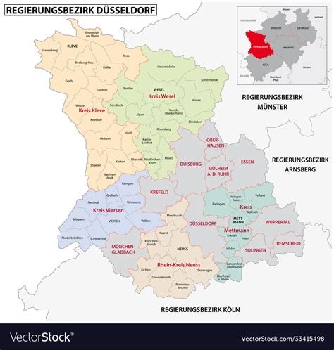 Administrative Map Dusseldorf Region Royalty Free Vector
