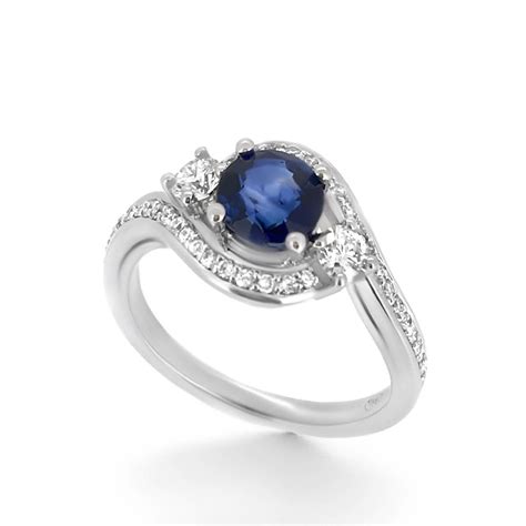 Round Sapphire And Diamond Twist Engagement Ring Haywards Of Hong Kong