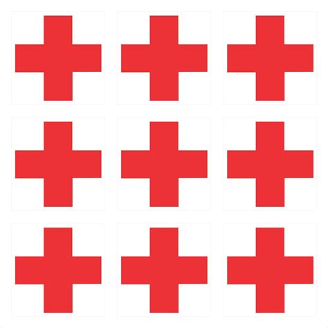 9 Red Medical Cross On White Background Window Bumper Helmet Sticker