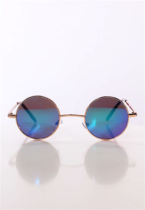 Mirrored Round Sunglasses Shop Sunglasses At Papaya Clothing