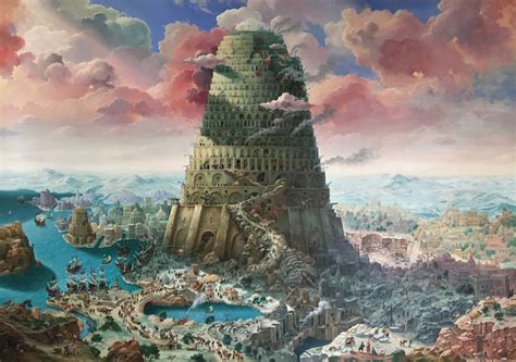 Tower Of Babel Oil Painting By Alexander Mikhalchuk In 2020 Tower Of