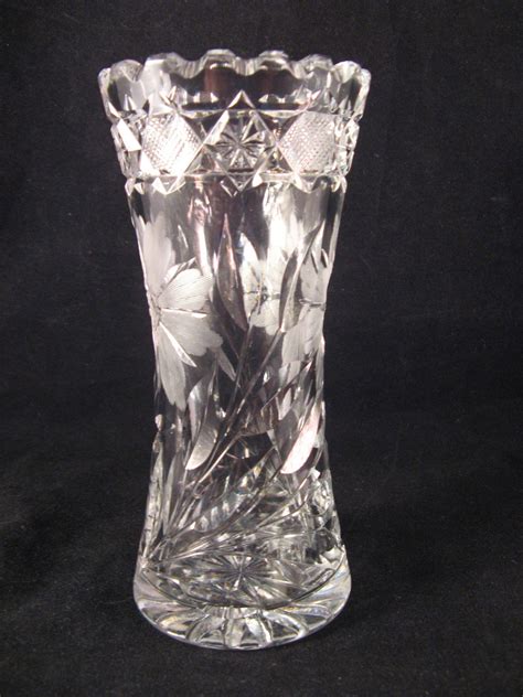 Vintage Small Lead Crystal Cut And Etched Flower Vase 6 From The7hillscollector On Ruby Lane
