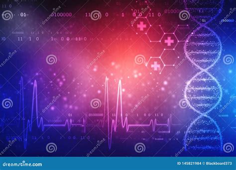 Digital Illustration Of Dna Structure Abstract Medical Background
