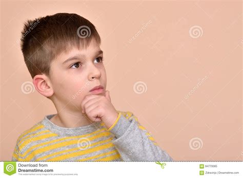 Thoughtful Cute Young Boy Stock Image Image Of Looking 84770085