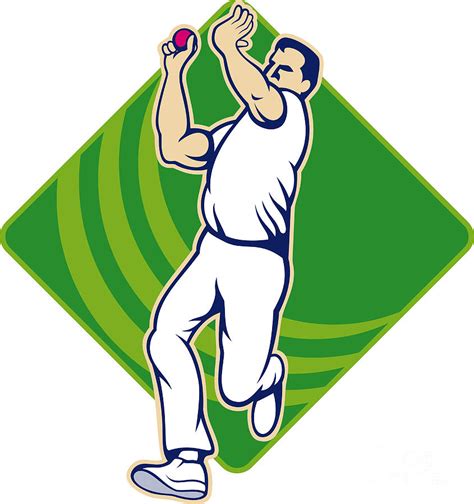 Cricket Bowler Bowling Ball Front Digital Art By Aloysius