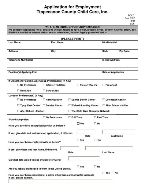 We did not find results for: child care employment application template - Google Search | Employment application, Childcare ...