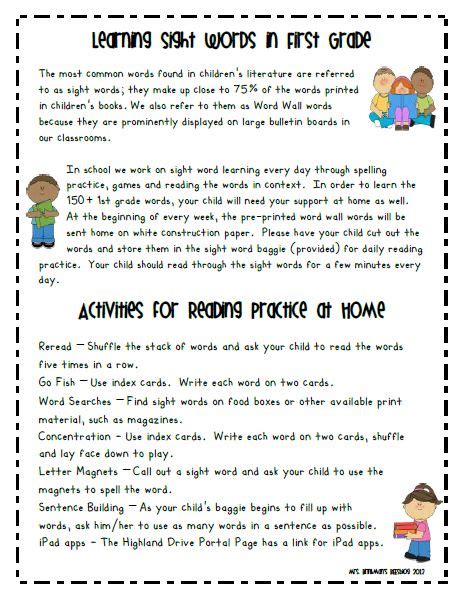 Mrs Brinkmans Blog Sight Word Parent Letter Parent Letter