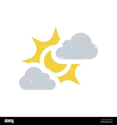 Sun And Clouds Colorful Vector Icon Weather Forecast Climate And