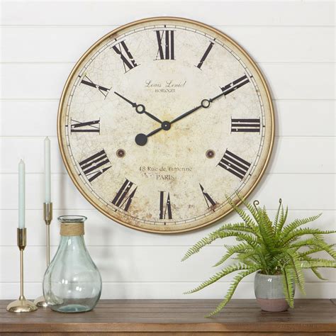 Round Wall Clock Home Decor Vintage Antique Style Rustic Distressed