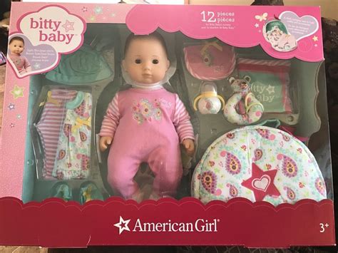 American Girl Bitty Baby Doll 12 Piece Nursery Set Lot Brown Eyes