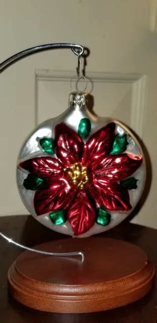 Vintage West Germany Large Poinsettia Blown Mercury Glass Christmas Ornament Picclick