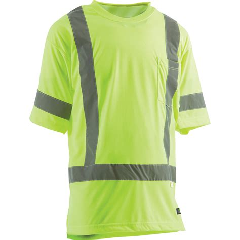 Berne Mens Class 3 High Visibility Short Sleeve Safety T Shirt — Lime