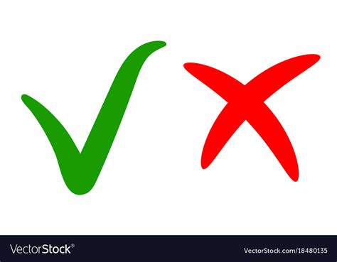 Green Check Markapproval Right Choice Red Cross Vector Image