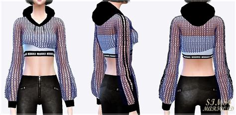 Mesh Cropped Hoodie For Females By Sims 4 Marigold Cropped Hoodie