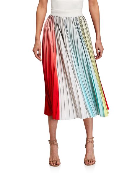 Alice Olivia Synthetic Arden Pleated Midi Skirt In Red Save 1 Lyst