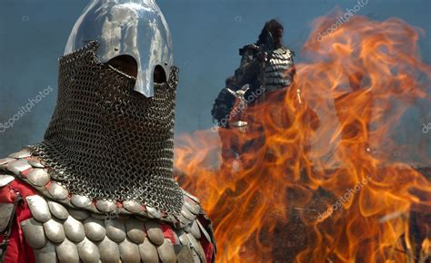 Medieval Knights In Fire — Stock Photo © Denistopal 1857897