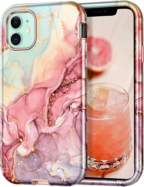 Amazon Com Casefiv Compatible With Iphone Case Marble Pattern In Heavy Duty Shockproof