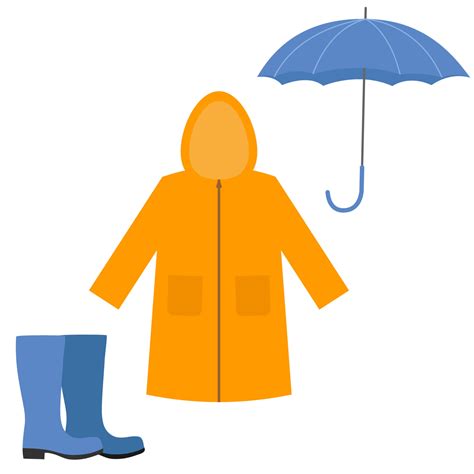 Raincoat Rubber Boots Open Umbrella Set Of Autumn Or Spring Clothes