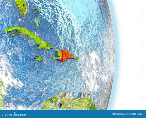 Dominican Republic In Red On Earth Stock Illustration Illustration Of