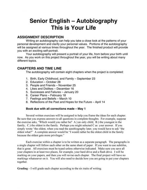 Download Autobiography Template 23 Autobiography Template Biography
