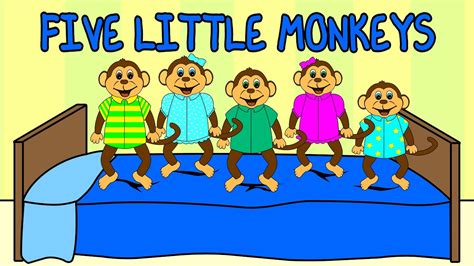 5 Little Monkeys Jumping On The Bed Nursery Rhyme Kids Songs Five
