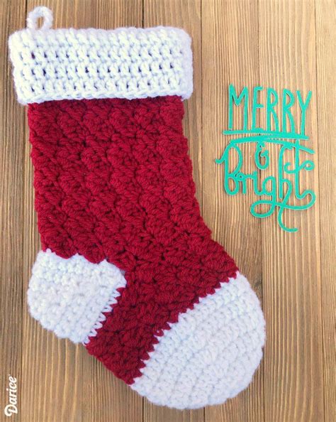 Free Crochet Stocking Pattern Step By Step From Darice Crochet Christmas Stocking Pattern
