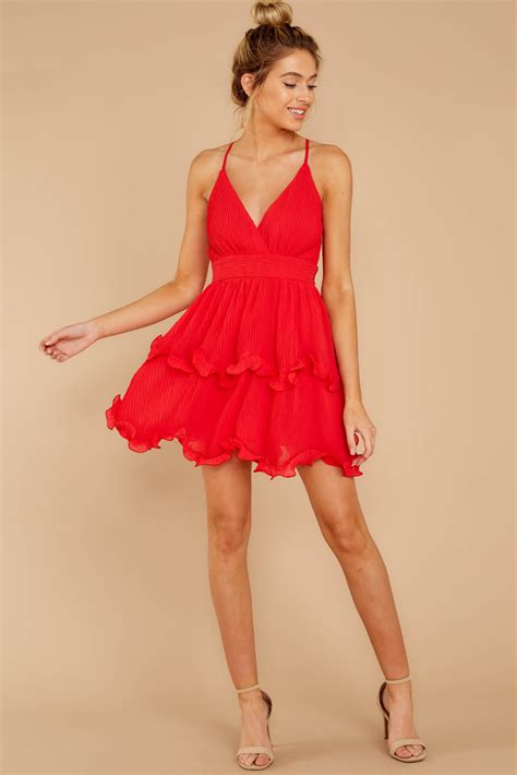 Stunning Red Backless Dress Short Ruffled Party Dress Dress 54