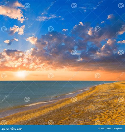 Sandy Sea Beach At The Sunset Stock Image Image Of Sandy Vacation