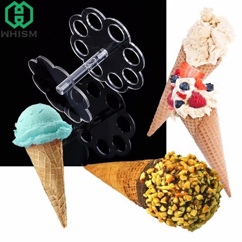 WHISM Acrylic Ice Cream Cone Holder Cake Stand Holes Christmas Wedding Party Buffet Display