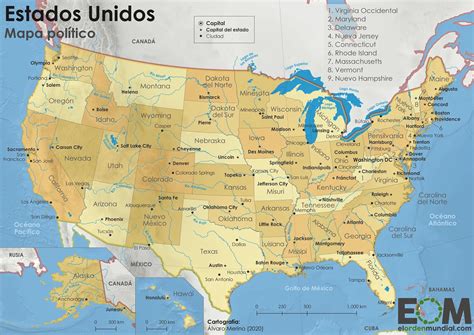 El mapa político de Estados Unidos Easy Reader