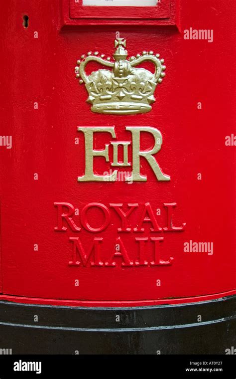 Royal Mail Bright Red Post Box With Gold Painted E R And